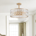 Golden Aura Modern Crystal Drum Chandelier - LUUGAA