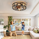 Round Farmhouse Style Modern ceiling Fan Light - LUUGAA