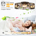 Round Farmhouse Style Modern ceiling Fan Light - LUUGAA