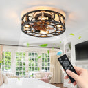 Round Farmhouse Style Modern ceiling Fan Light - LUUGAA