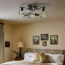 Round Farmhouse Style Modern Fan Fan Light 6 Speed B - LUUGAA