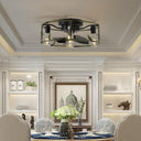 Round Farmhouse Style Modern Fan Fan Light 6 Speed B - LUUGAA