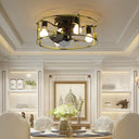 Round Farmhouse Style Modern Fan Fan Light 6 Speed B - LUUGAA