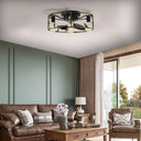Round Farmhouse Style Modern Fan Fan Light 6 Speed B - LUUGAA