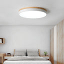 White Round Wooden Ceiling Lamp - LUUGAA
