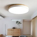 White Round Wooden Ceiling Lamp - LUUGAA