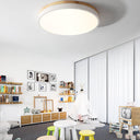 White Round Wooden Ceiling Lamp - LUUGAA