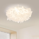 Feather Ceiling Lamp LB--NY-WS-527 $429.00 【Craftsmanship and Material】Our Feather Ceiling Lamp features a PVC lampshade that offers high light transmission with uniform and non-glaring illumination. 【Operation and Voltage】Operates with a button switch an