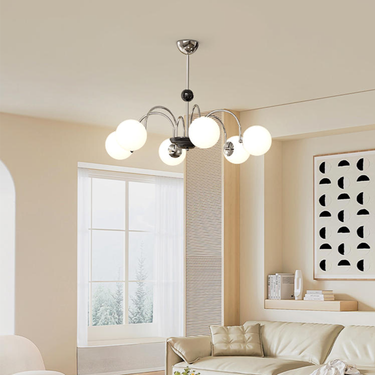 Ins Magic Bean Chandelier - Modern & Medieval Design LB-FWJ-DD-1272 $299.00 Discover the Ins Magic Bean Chandelier, crafted with environmental materials. Features a modern style, a durable iron body, and a glare-free glass lampshade.