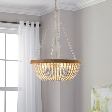 Boho Wood Beaded Farmhouse Chandelier