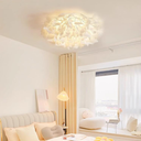 Feather Ceiling Lamp LB--NY-WS-526 $169.00 【Craftsmanship and Material】Our Feather Ceiling Lamp features a PVC lampshade that offers high light transmission with uniform and non-glaring illumination. 【Operation and Voltage】Operates with a button switch an