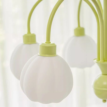 Modern Cream Pumpkin Chandelier - Cute & Eco-Friendly LB-QL-DD-7255 $329.00 Discover our modern Cream Pumpkin Chandelier with durable iron body, eco-friendly glass shade, and convenient button switch. Cute, stylish, and perfect for your home!