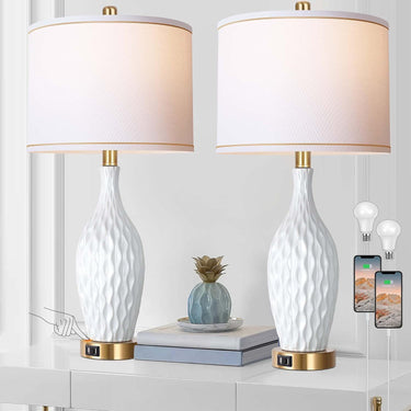 LumiFlex White Ceramic Table Lamp