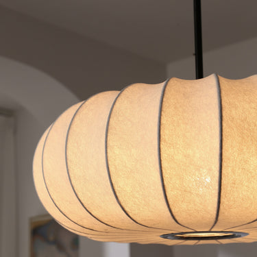 Modern Callisto Pendant Light with medieval-inspired design in silk-like material, providing an elegant and gentle artistic atmosphere.