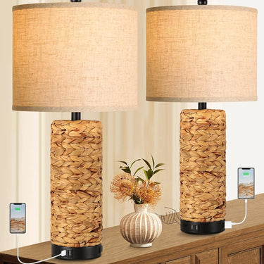 Coastal Glow Rattan Table Lamp