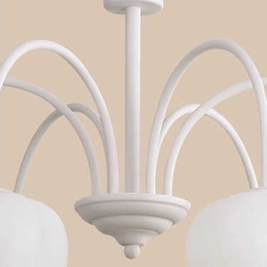 White Lily of the Valley Chandelier LB-ME-DD-9961 $169.00 【Craftsmanship and Material】Our White Lily of the Valley Chandelier features a baked paint finish, with the lamp body made of wrought iron for durability and eco-friendliness. The lampshade is made