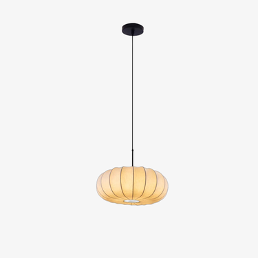 Callisto Pendant Light with medieval-inspired silk-like body, modern design, and button switch, ideal for an elegant, environmental home ambiance.