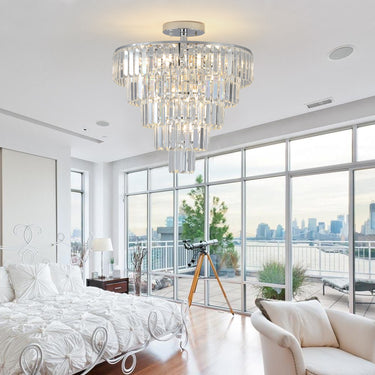 White Chrome Modern Crystal Chandelier