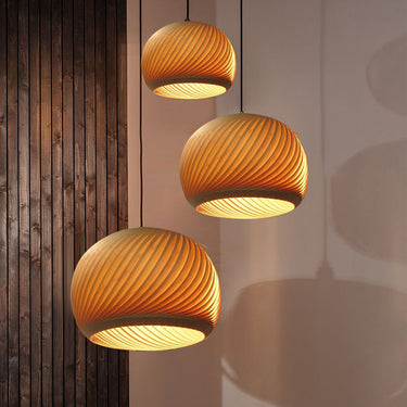 Rotary Wood Pendant Lamp