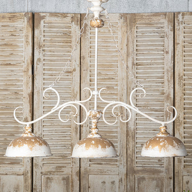 Vintage Off-White Metal Pendant Light