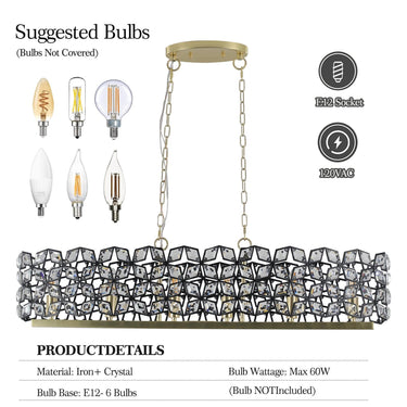 Champagne Gold Oval Crystal Chandelier - LUUGAA