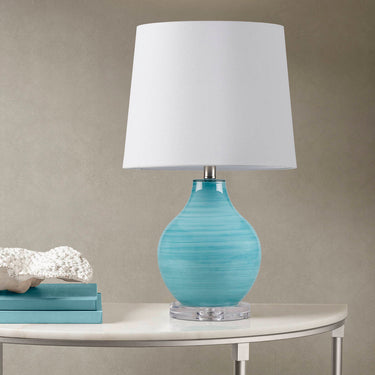 Marina Aqua Swirl Glass Table Lamp