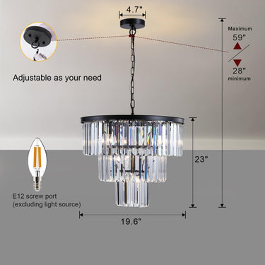 Dante Black Crystal Chandelier - LUUGAA