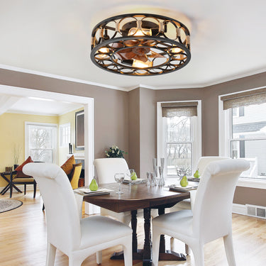 Round Farmhouse Style Modern ceiling Fan Light