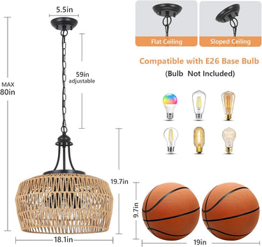 Earth Light Rattan Woven Pendant Light - LUUGAA