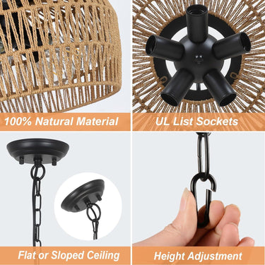Earth Light Rattan Woven Pendant Light - LUUGAA