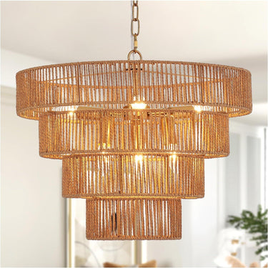 Eden Glow Rattan Woven Pendant Light - LUUGAA