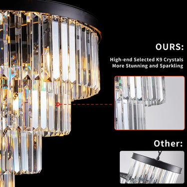 Elysian Black Crystal Chandelier - LUUGAA