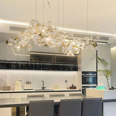 Gold White Leaves Combination Ginkgo Chandeliers - LUUGAA