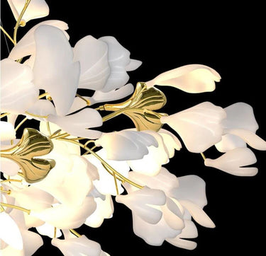 Gold White Leaves Combination Ginkgo Chandeliers - LUUGAA
