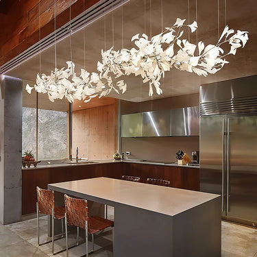 Gold White Leaves Combination Ginkgo Chandeliers - LUUGAA