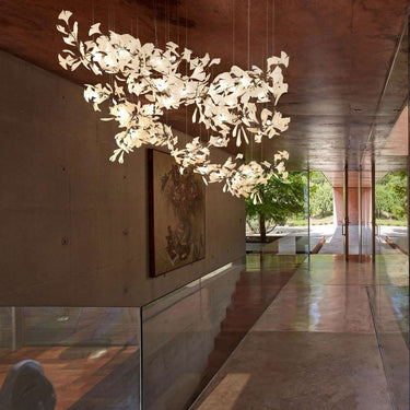 Gold White Leaves Combination Ginkgo Chandeliers - LUUGAA