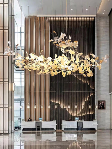 Gold White Leaves Combination Ginkgo Chandeliers - LUUGAA