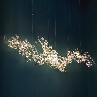 Gold White Leaves Combination Ginkgo Chandeliers - LUUGAA