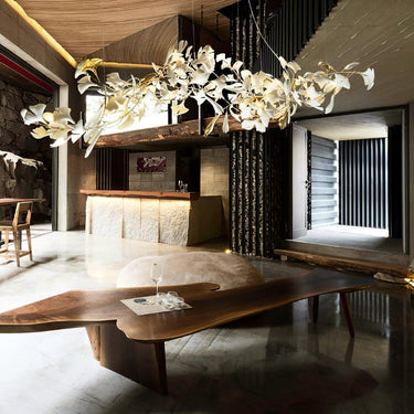 Gold White Leaves Combination Ginkgo Chandeliers - LUUGAA