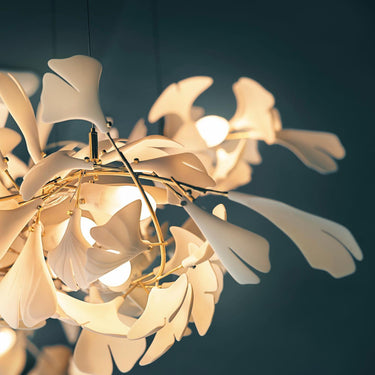 Gold White Leaves Combination Ginkgo Chandeliers - LUUGAA