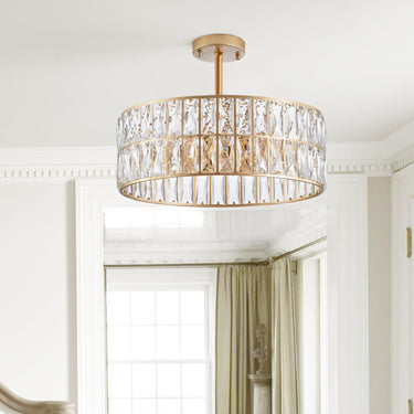 Golden Aura Modern Crystal Drum Chandelier - LUUGAA