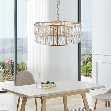 Golden Aura Modern Crystal Drum Chandelier - LUUGAA