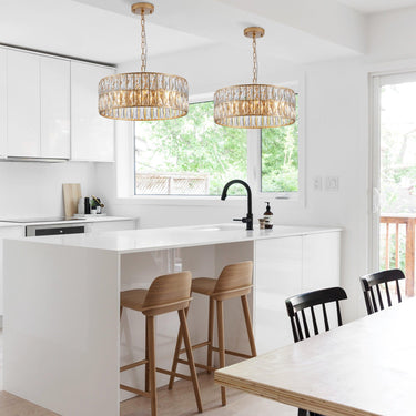 Golden Aura Modern Crystal Drum Chandelier - LUUGAA