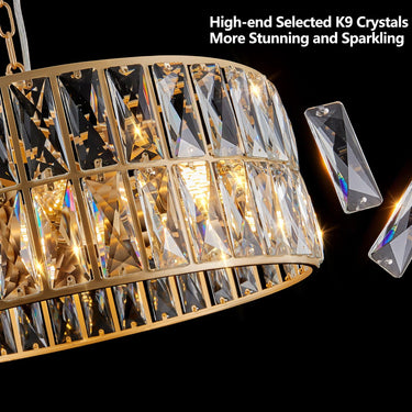 Golden Aura Modern Crystal Drum Chandelier - LUUGAA
