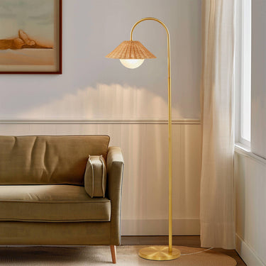 Golden Rattan Elegance Floor Lamp - LUUGAA