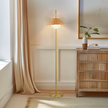 Golden Rattan Elegance Floor Lamp - LUUGAA