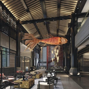 Koi Art Rattan Woven Pendant Light - LUUGAA