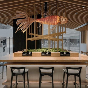 Koi Art Rattan Woven Pendant Light - LUUGAA