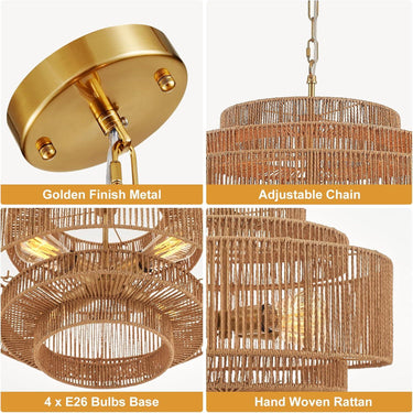 Lush Lantern Rattan Woven Pendant Light - LUUGAA