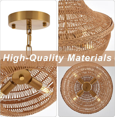 Meadow Breeze Rattan Woven Pendant Light - LUUGAA